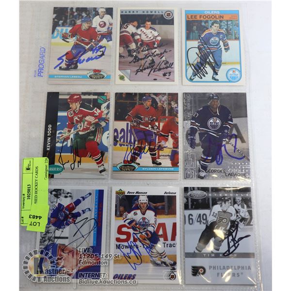AUTOGRAPHED HOCKEY CARDS HARRY HOWELL; LEE FOGOLIN; GEORGES LARAQUE; 6 MORE