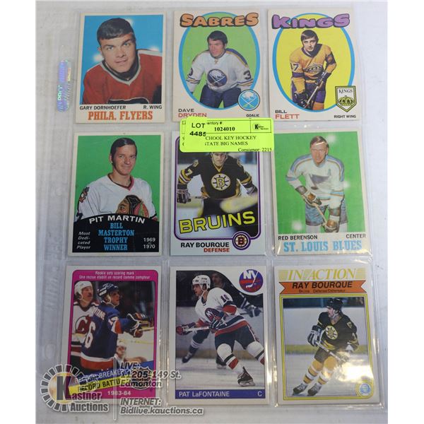9 X OLD SCHOOL KEY HOCKEY CARDS ESTATE BIG NAMES