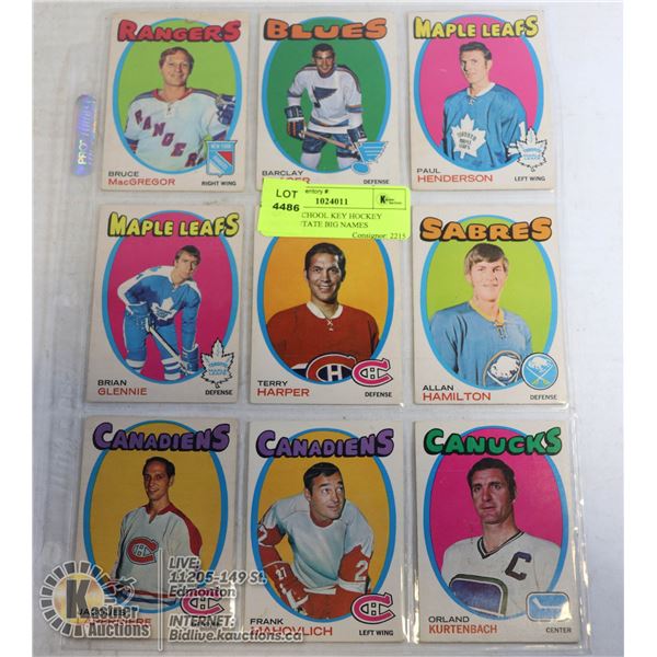 9 X OLD SCHOOL KEY HOCKEY CARDS ESTATE BIG NAMES
