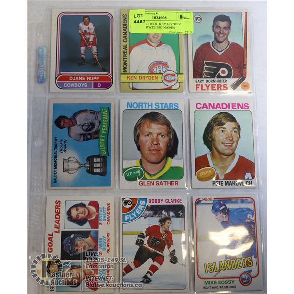 9 X OLD SCHOOL KEY HOCKEY CARDS ESTATE BIG NAMES