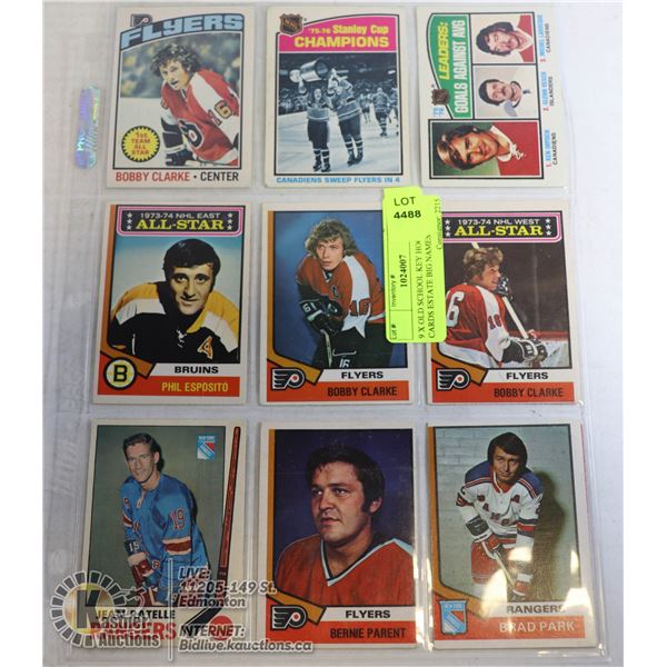 9 X OLD SCHOOL KEY HOCKEY CARDS ESTATE BIG NAMES