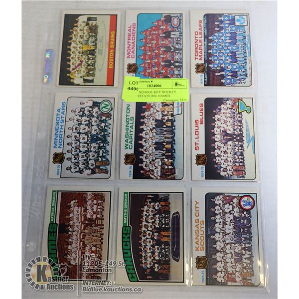 9 X OLD SCHOOL KEY HOCKEY CARDS ESTATE BIG NAMES