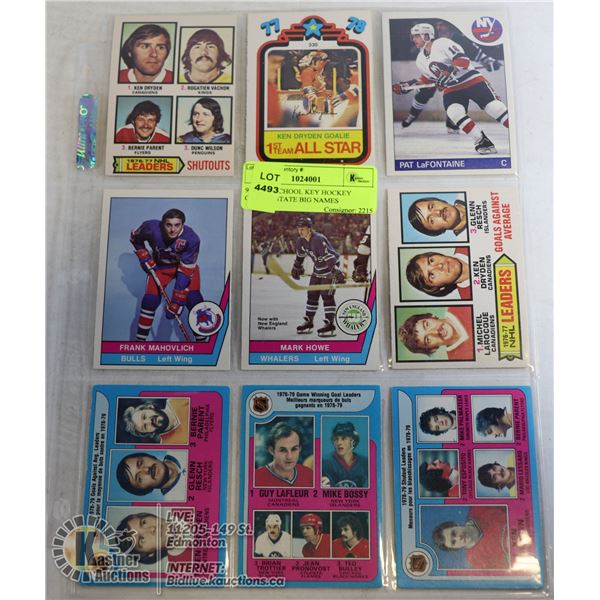9 X OLD SCHOOL KEY HOCKEY CARDS ESTATE BIG NAMES
