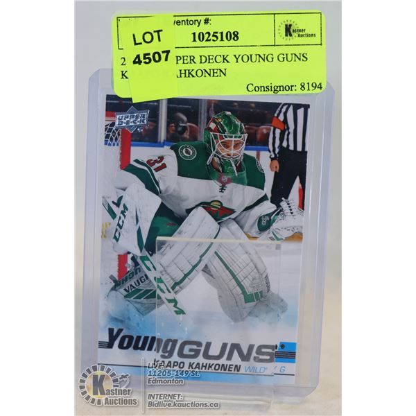 2019-20 UPPER DECK YOUNG GUNS KAAPO KAHKONEN ROOKIE CARD