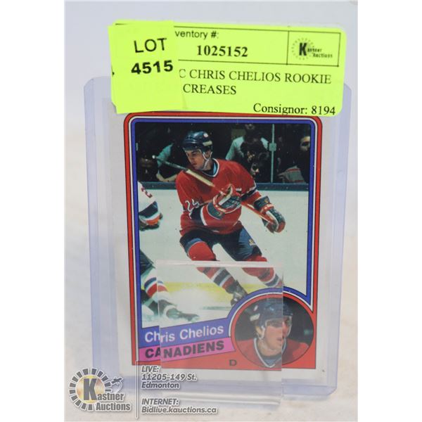 1984-85 OPC CHRIS CHELIOS ROOKIE CARD HAS CREASES ROOKIE CARD
