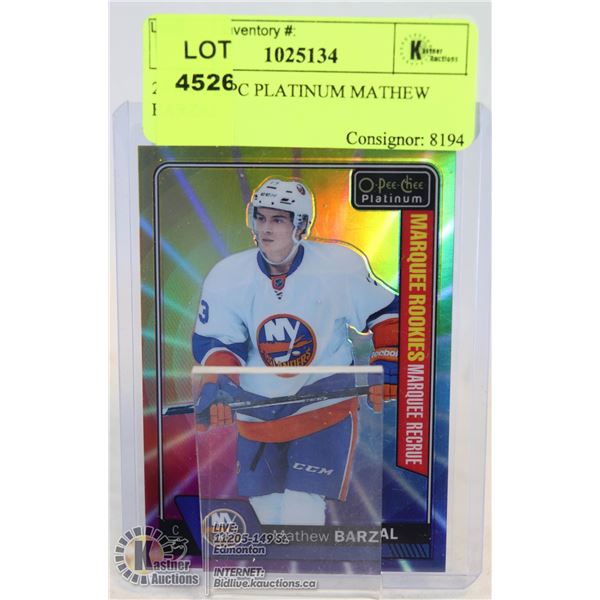 2016-17 OPC PLATINUM MATHEW BARZAL RAINBOW COLOR WHEEL ROOKIE CARD