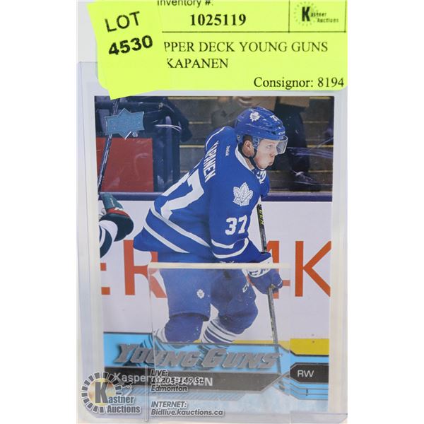 2016-17 UPPER DECK YOUNG GUNS KASPERI KAPANEN ROOKIE CARD