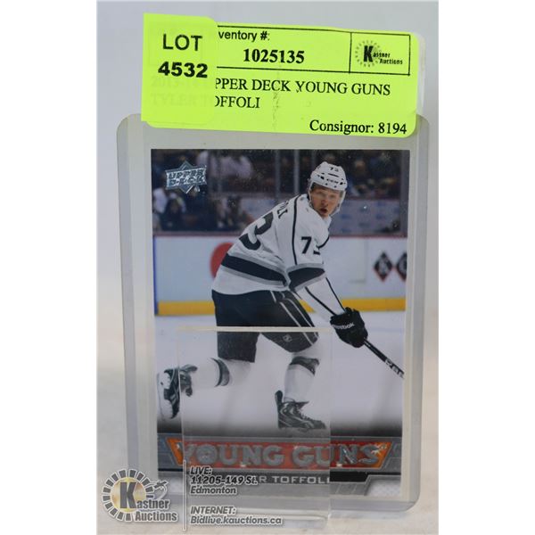 2013-14 UPPER DECK YOUNG GUNS TYLER TOFFOLI ROOKIE CARD