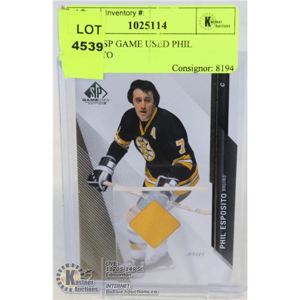 2014-15 SP GAME USED PHIL ESPOSITO JERSEY CCARD