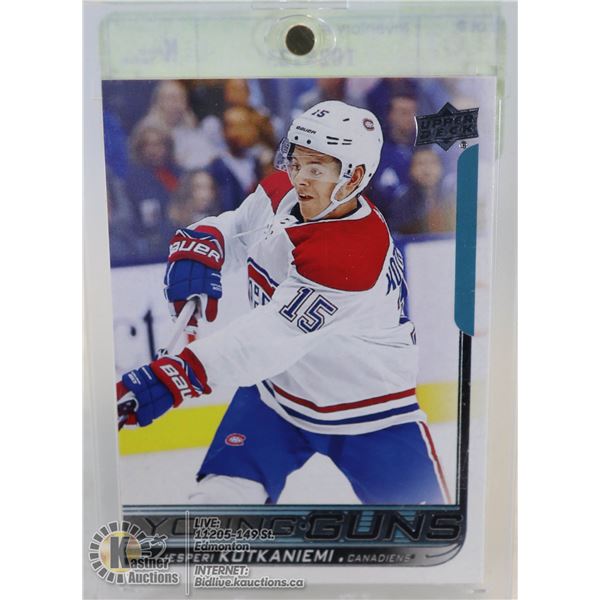 2018-19 UPPER DECK YOUNG GUNS JESPERI KOTKANIEMI ROOKIE CARD