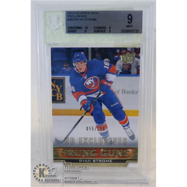 2013-14 UPPER DECK YOUNG GUNS EXCLUSIVE RYAN STROME ROOKIE CARD BECKETT GRADED 9