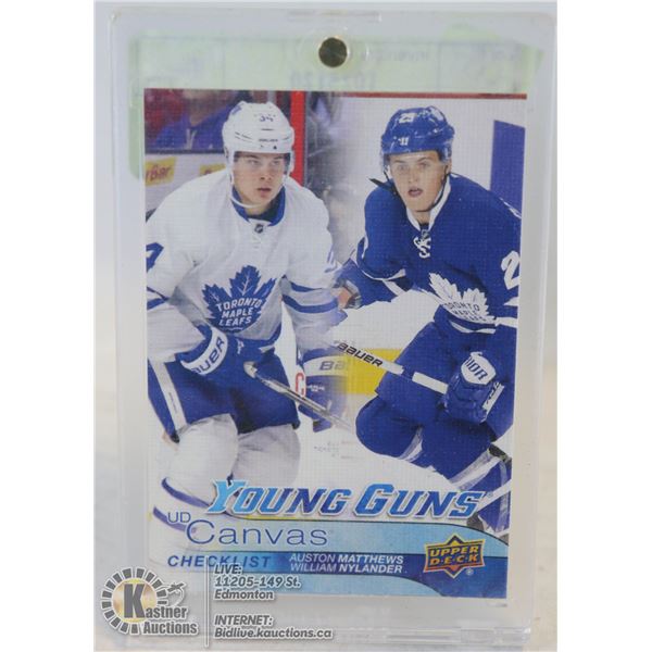 2016-17 UPPER DECK CANVAS YOUNG GUNS CHECKLIST AUSTON MATTHEWS AND WILLIAM NYLANDER