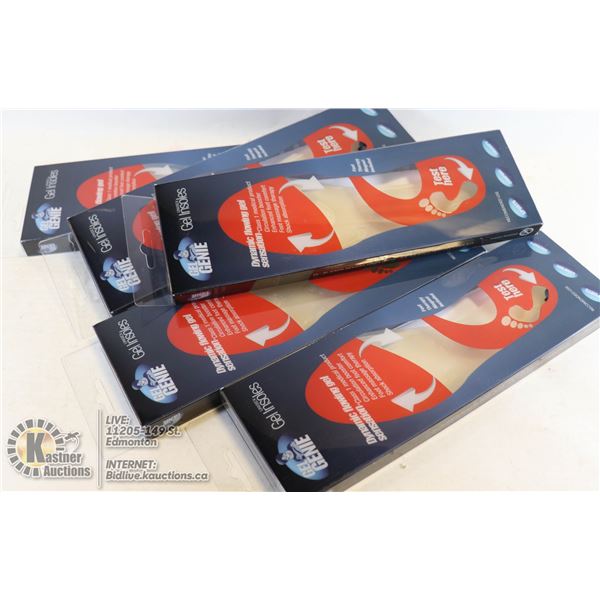 5 PAIRS OF GEL GENIE INSOLES SIZE MEDIUM