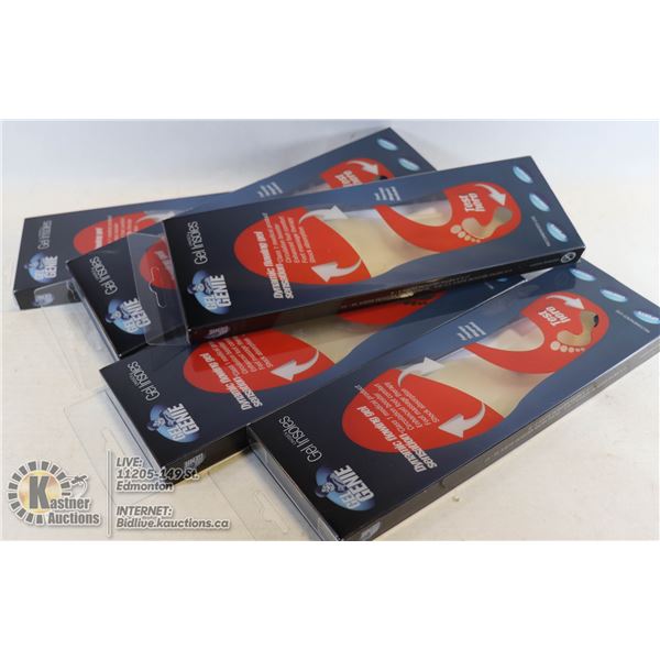 5 PAIRS OF GEL GENIE INSOLES SIZE MEDIUM
