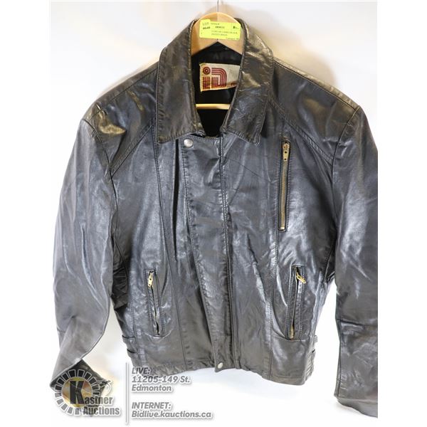 RICE SPORTSWEAR LADIES BLACK LEATHER JACKET (MADE IN CANADA) LADIES SIZE M