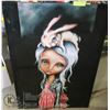 Image 1 : LARGE CANVAS SIGNED ANGELINA WRONA "BUNNY CONTURE FIGURATIVE ART (2 FT X 3 FT)