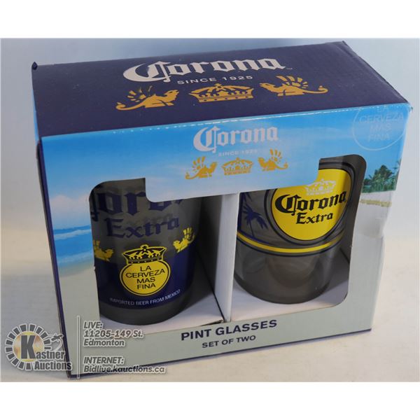 NEW 2PC CORONA PINT GLASS SET