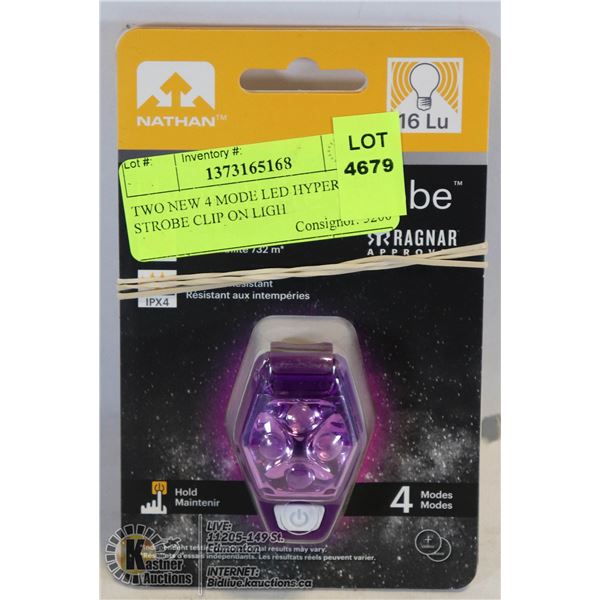 TWO NEW 4 MODE LED HYPER BRITE STROBE CLIP ON LIGH WATER RESISTANT