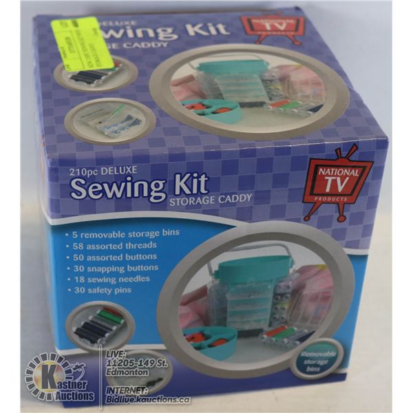 NEW 210PC SEWING KIT WITH STORAGE CADDY
