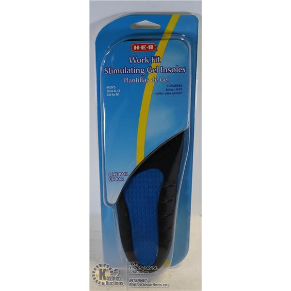 NEW PAIR OF WORK FIT STIMULATING GET INSOLES SIZE MENS 8-13