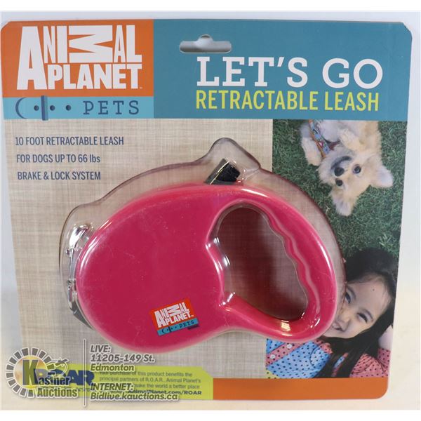 NEW ANIMAL PLANET 10' RETRACTABLE DOG LEASH FOR DOGS UP TO 66LBS