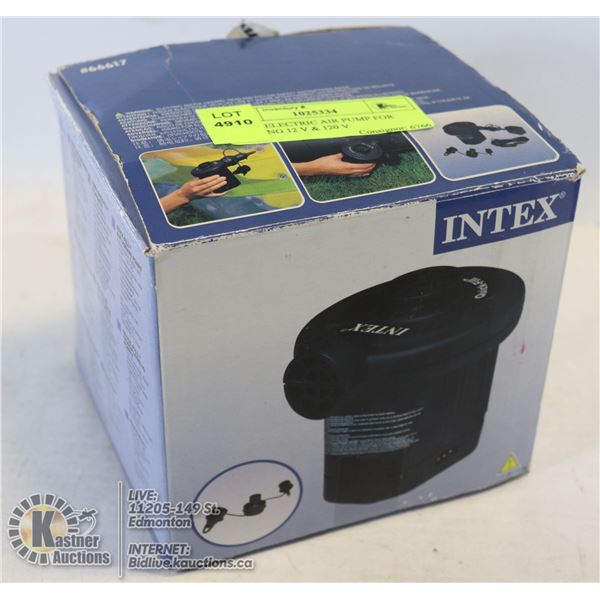 INTEX ELECTRIC AIR PUMP FOR CAMPING 12 V & 120 V PLUGS