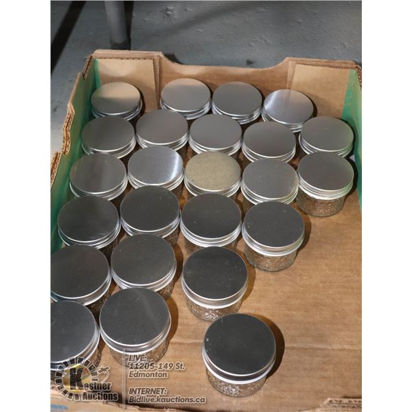 LARGE FLAT OF LIDED GLASS JARS