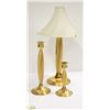 Image 1 : CANDLE HOLDERS & LAMP SET HEAVY BRASS SET WITH 2 CANDLE HOLDERS AND 1 LAMP