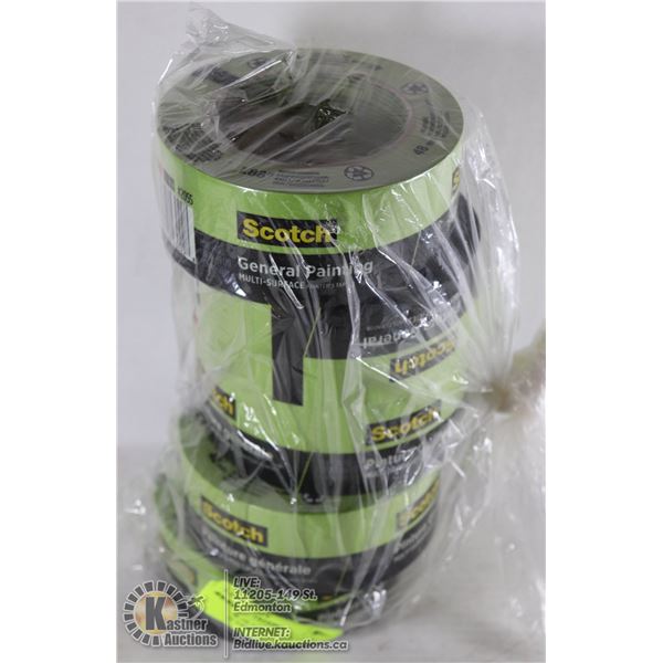 FIVE PACK OF 2 INCH 3M SCOTCH PAINTERS TAPE MULTI-SURFACE PAINTERS TAPE 5 PACK. 48MM X 55M, NEW ROLL
