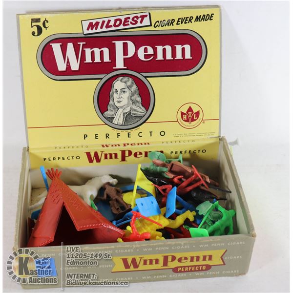 CIGAR BOX FULL OF 60'S TOYS