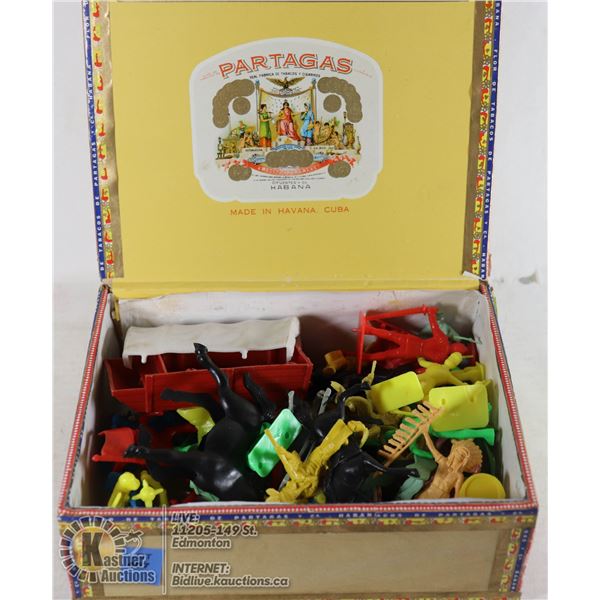 CIGAR BOX FULL OF 60'S TOYS