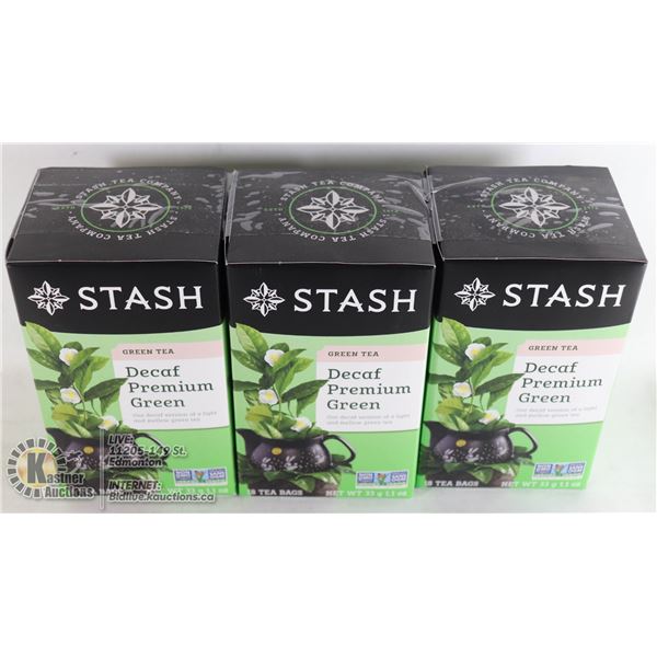 LOT OF 3 STASH DECAFE PREMIUM GREEN TEA BAGS 18 PRE BOX