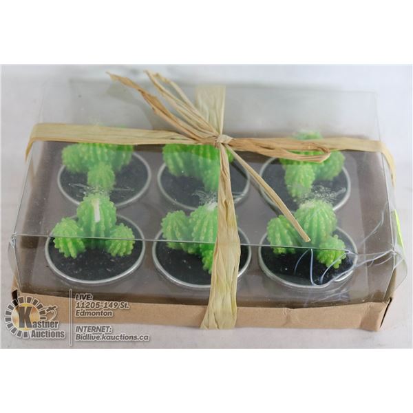 6 PACK OF CACTUS TEA LIGHTS