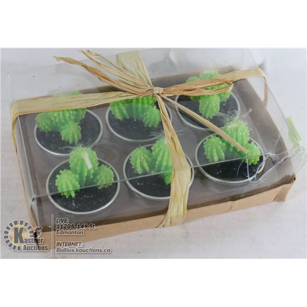 6 PACK OF CACTUS TEA LIGHTS
