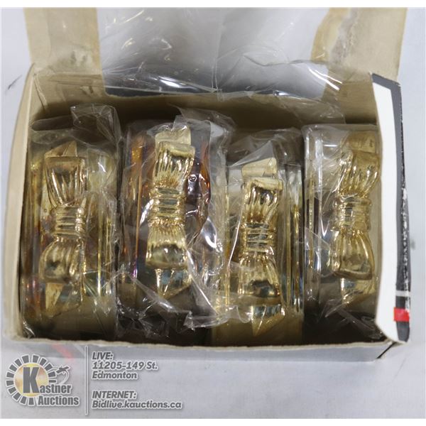 SET OF 4 VINTAGE BRASS NAPKIN RINGS, ORIGINAL BOX