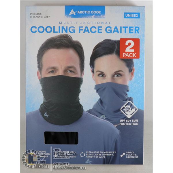ARTCTIC COOL MULTIFUNCTIONAL COOLING FACE GAITER 2 PACK UNISEX. COOLING DIVERSIFORM HEADWEAR