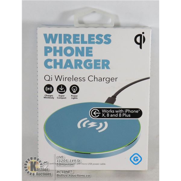 NEW GEMS WIRELESS QI PHONE CHARGER QI STANDARD COMPATIBLE.