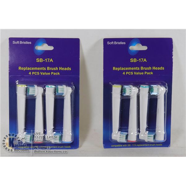 8 GENERIC ORAL-B VITALITY REFILLS, SOFT BRISTLES HEAD PART # - 84745. GENERIC ROUND BRUSH HEADS FITS