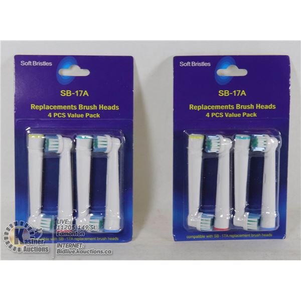 8 GENERIC ORAL-B VITALITY REFILLS, SOFT BRISTLES HEAD PART # - 84745. GENERIC ROUND BRUSH HEADS FITS