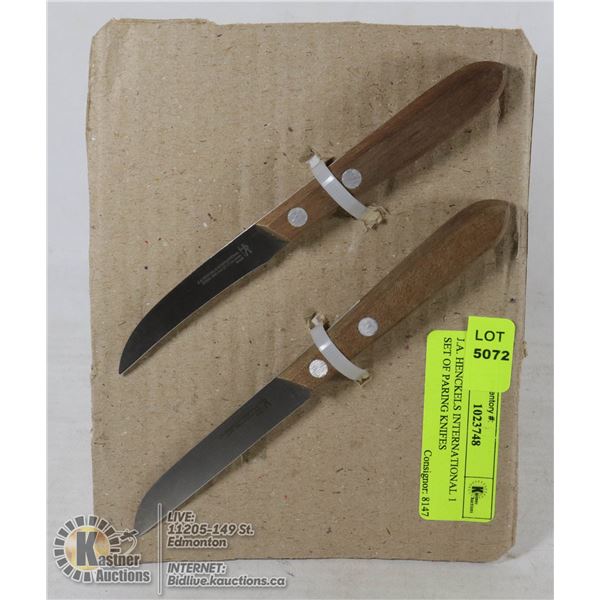 J.A. HENCKELS INTERNATIONAL 1 SET OF PARING KNIFES 1ST KNIFE 31305-080 (2 1/2")NO STAIN BRAZIL, 2ND 