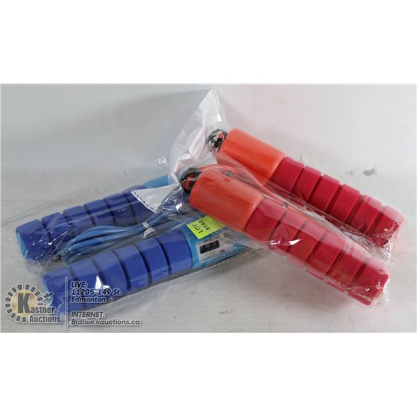 LOT OF 2 MEMORY FOAM GRIP SKIPPING ROPES WITH COUNTER