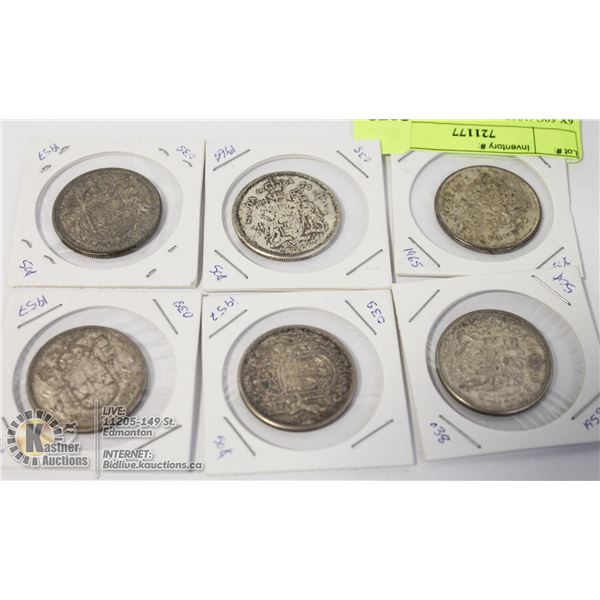 6X 50C (1957, 1957, 1957, 1959, 1964, 1965)