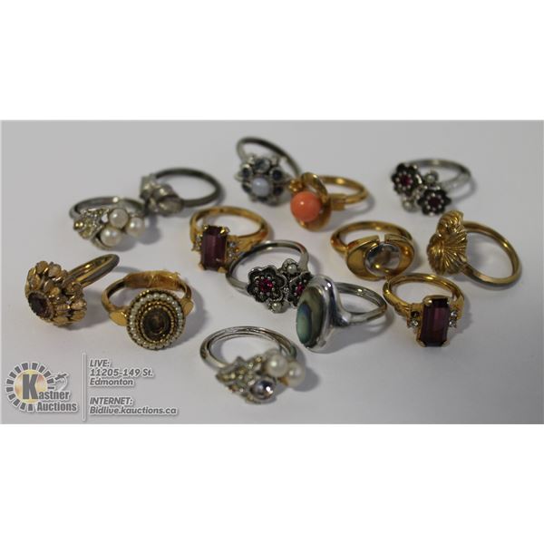 LOT OF 14 ASSORTED LADIES RINGS