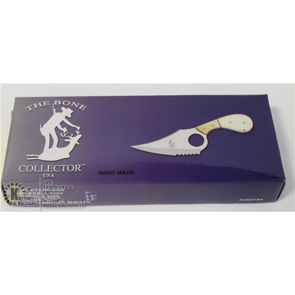 NEW BONE COLLECTOR 440 STAINLESS STEEL 7" 2 TONE SKINNING KNIFE W/ FINGER HOLE