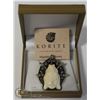 Image 1 : KORITE .925 STERLING FOSSILIZED MAMMOTH IVORY BROOCH OR PENDANT WITH GENUINE GEMSTONES