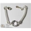 Image 1 : SILVER TONE CIRCLE BRACELET WITH WHITE STONES FOR SMALL WRIST
