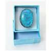 Image 1 : 10)  STAMPED 925 SILVER, LARGE OVAL AQUA BLUE AUSTRALIAN FIRE OPAL RING,  SIZE 7.5