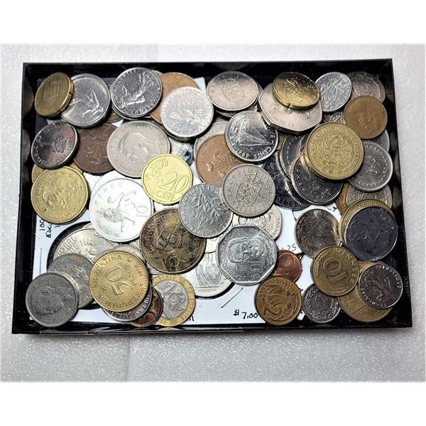 1)  LOT OF 114 WORLD COINS ASSORTED YEARS AND DENOMINATIONS.