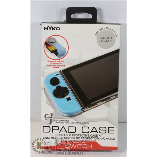 NYKO DPAD CASE FOR NINTENDO SWITCH DOCKABLE PROTECTIVE CASE KIT. CLEAR COLOR.
