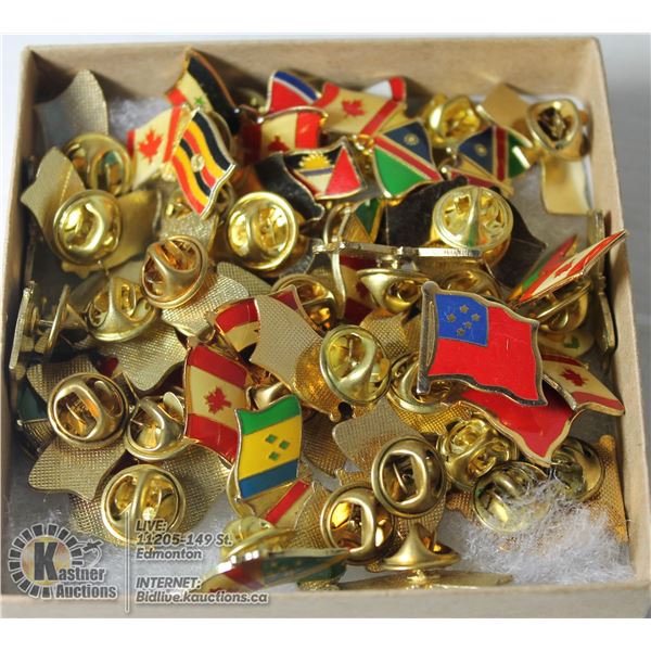 CANADIAN FLAG PINS WITH BACKING (APPROX  45 TOTAL)